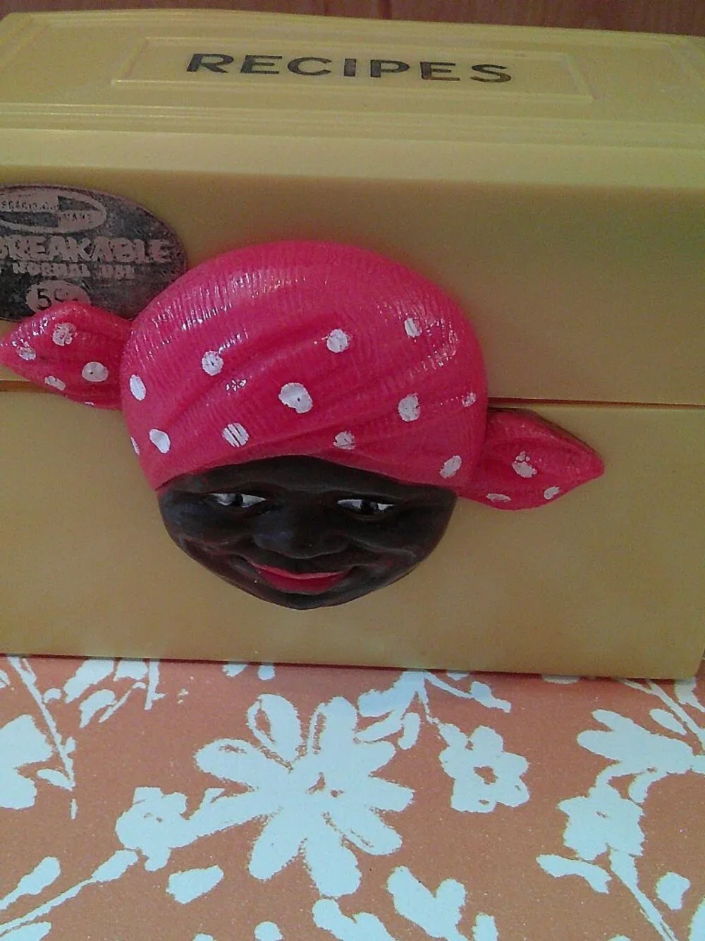 VTG Black Americana Yellow Recipe Box & Porcelain Aunt Jemima Thimble - Picture 11 of 14